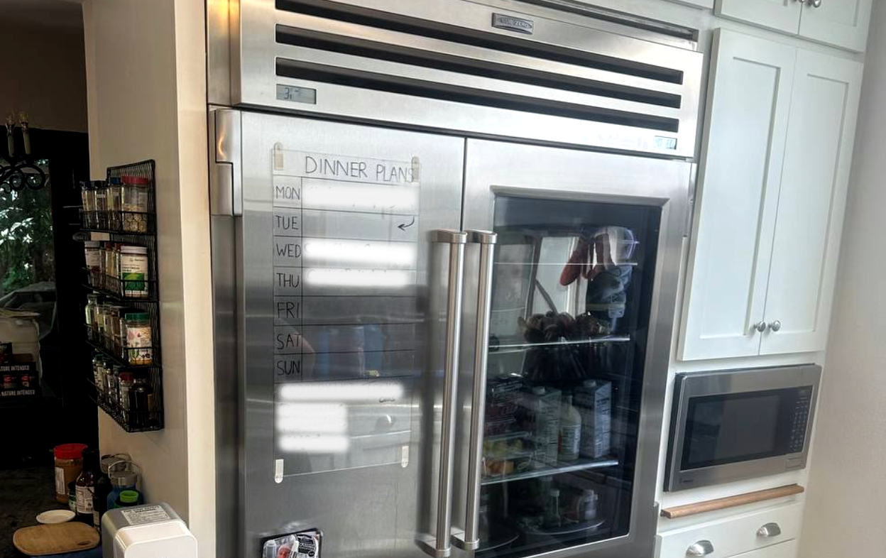 Sub-Zero built-in refrigerator after preventive maintenance and performance check in Houston, TX.